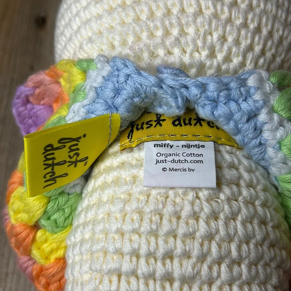 Just Dutch Miffy Handmade Crochet Organic Cotton Doll Rainbow Dress Nijntje